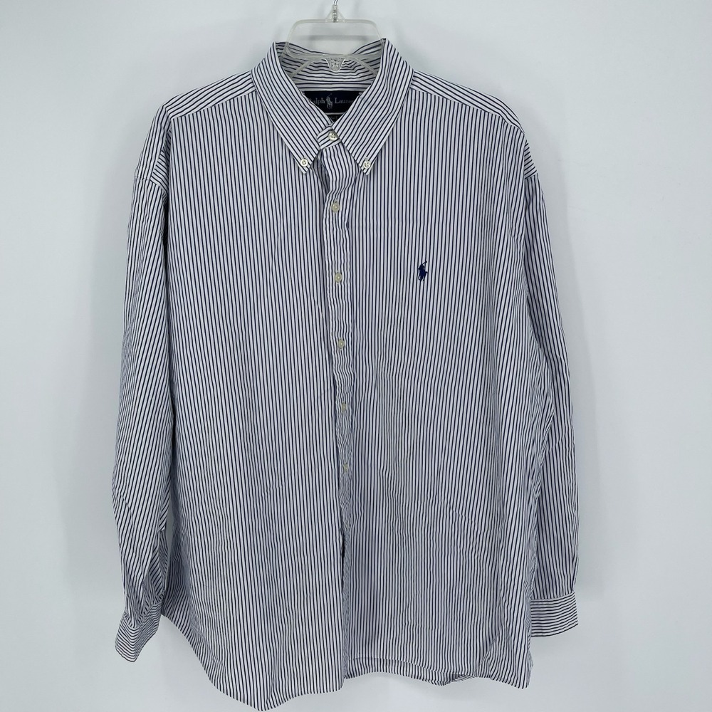 Ralph Lauren Men's Blue Striped Blake Button Down Shirt Size XL